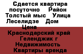 Сдается квартира посуточно  › Район ­ Толстый мыс › Улица ­ Леселидзе › Дом ­ 10 › Цена ­ 2 000 - Краснодарский край, Геленджик г. Недвижимость » Квартиры аренда посуточно   . Краснодарский край,Геленджик г.